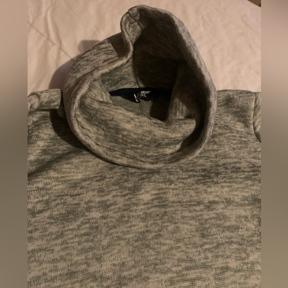 Lands End Small grey funnel neck warm sweater made with OEKO-TEX faux wrap - Picture 4 of 8
